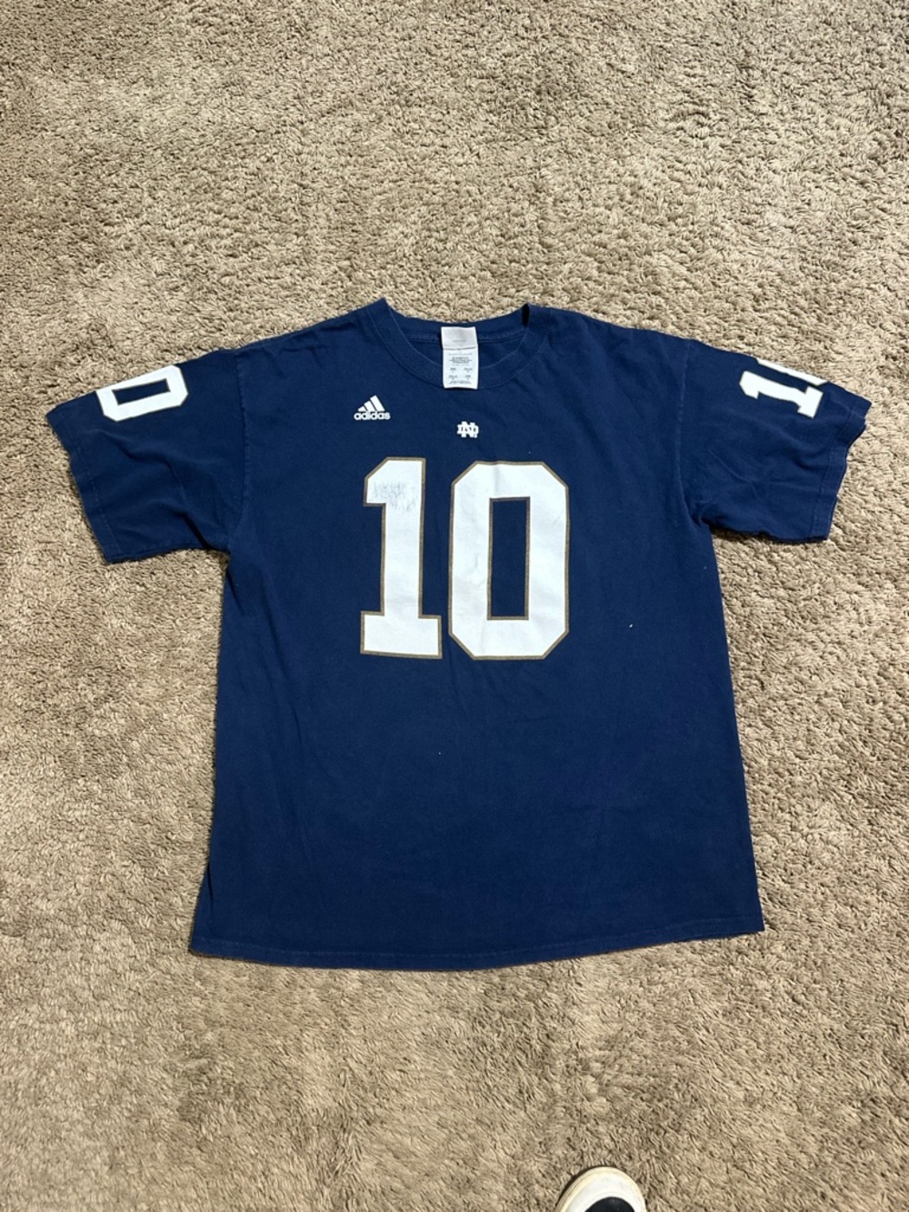 Vintage NCAA Adidas Notre Dame “triple blue #10” jersey 00s size large